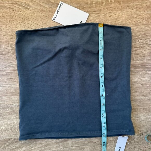 NWT Reformation Seren Knit Strapless Tube Top in Slate Blue XS - Picture 7 of 10